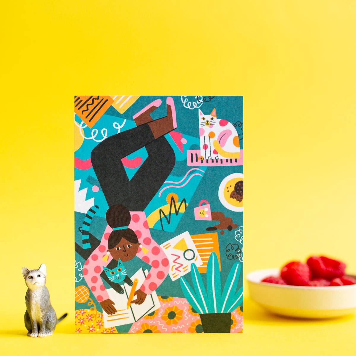 Postal Chica con gatos