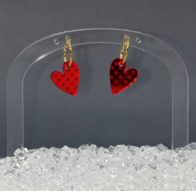 Pendientes corazón con lunares