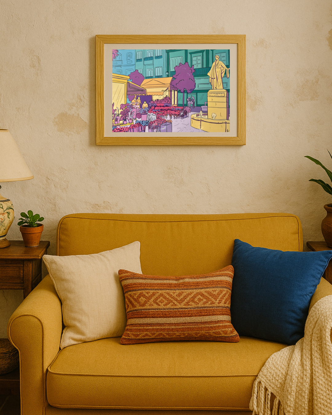 Lámina Plaza de las flores de Cádiz