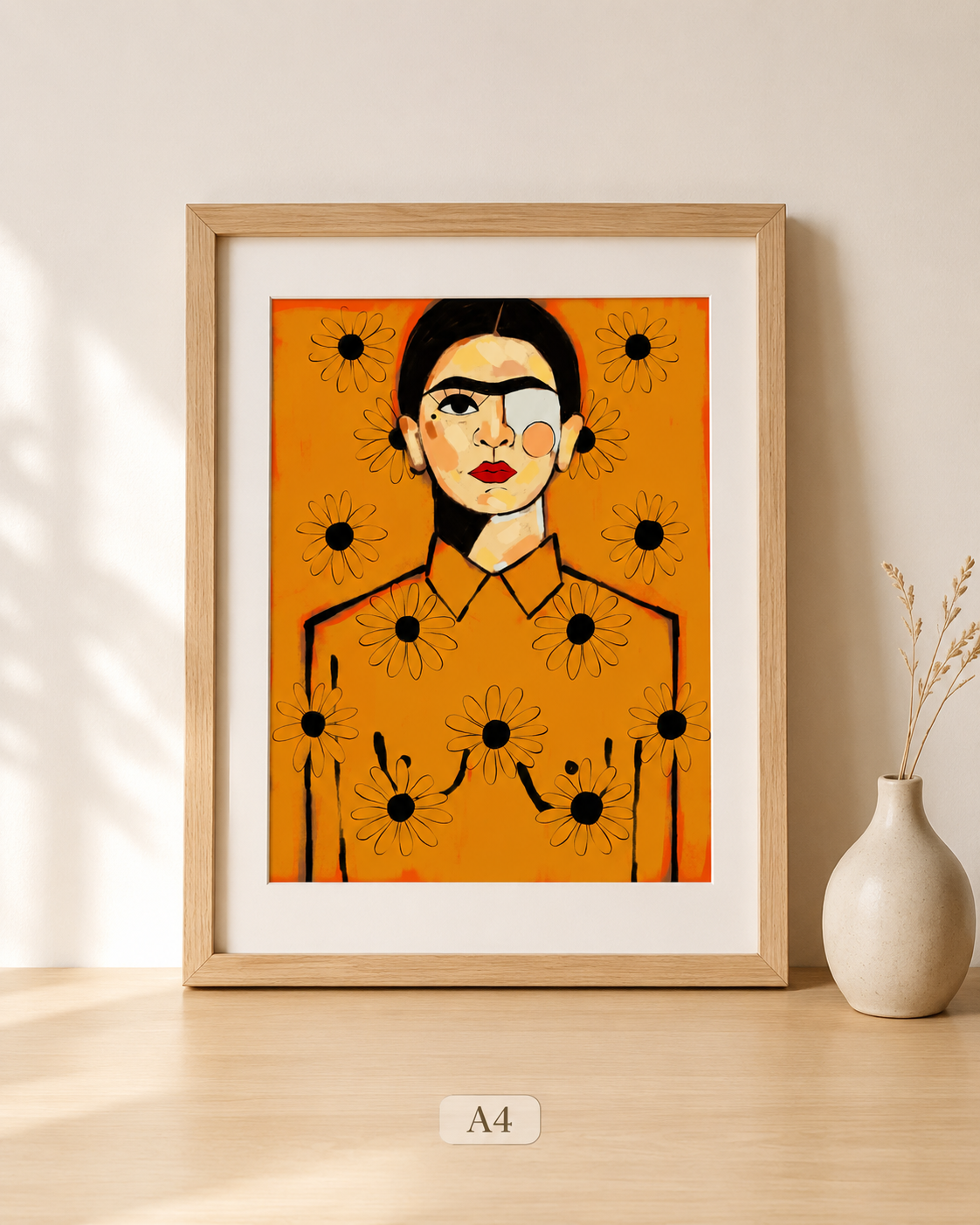 Lámina versión Frida flores amarillas