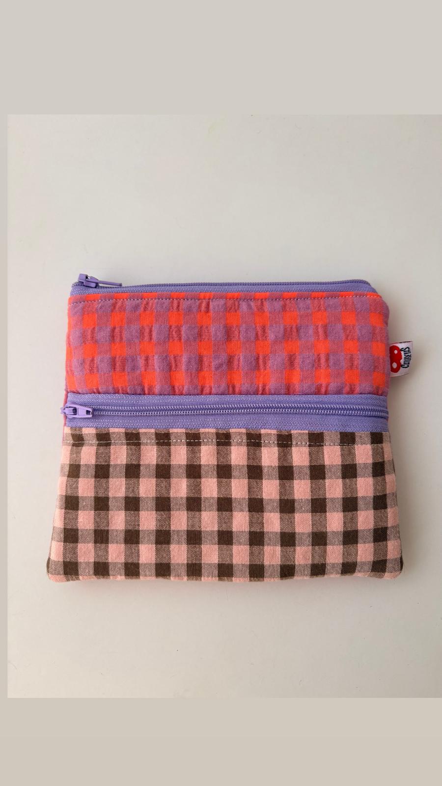 Vichy salmón - Doble monedero