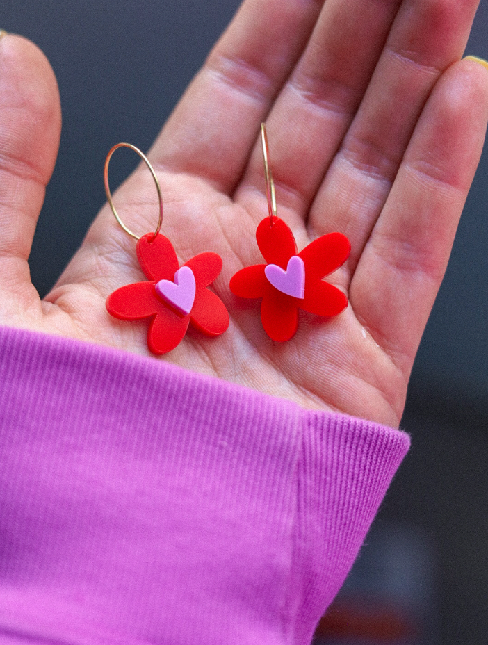 Pendientes Margarita con corazón de aro