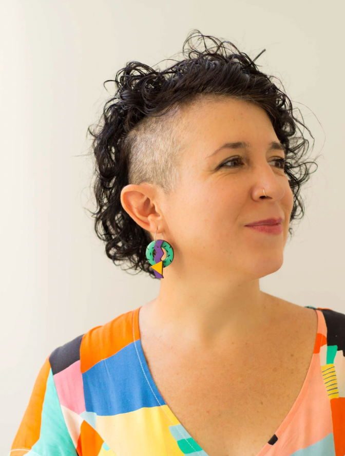 Pendientes aros turquesa y triángulo amarillo