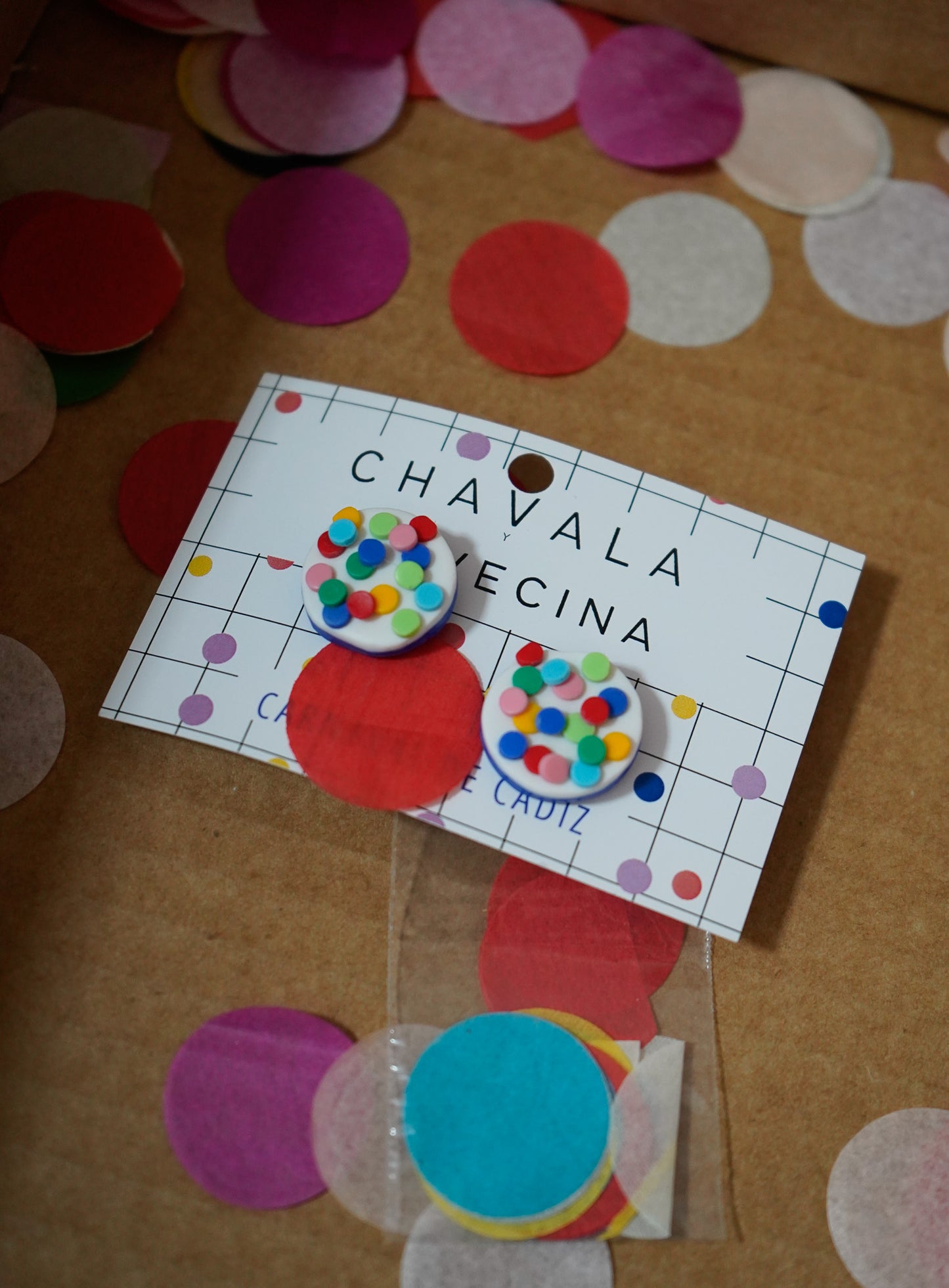 Pendientes redondos carnaval papelillos - Chavala x La Vecina