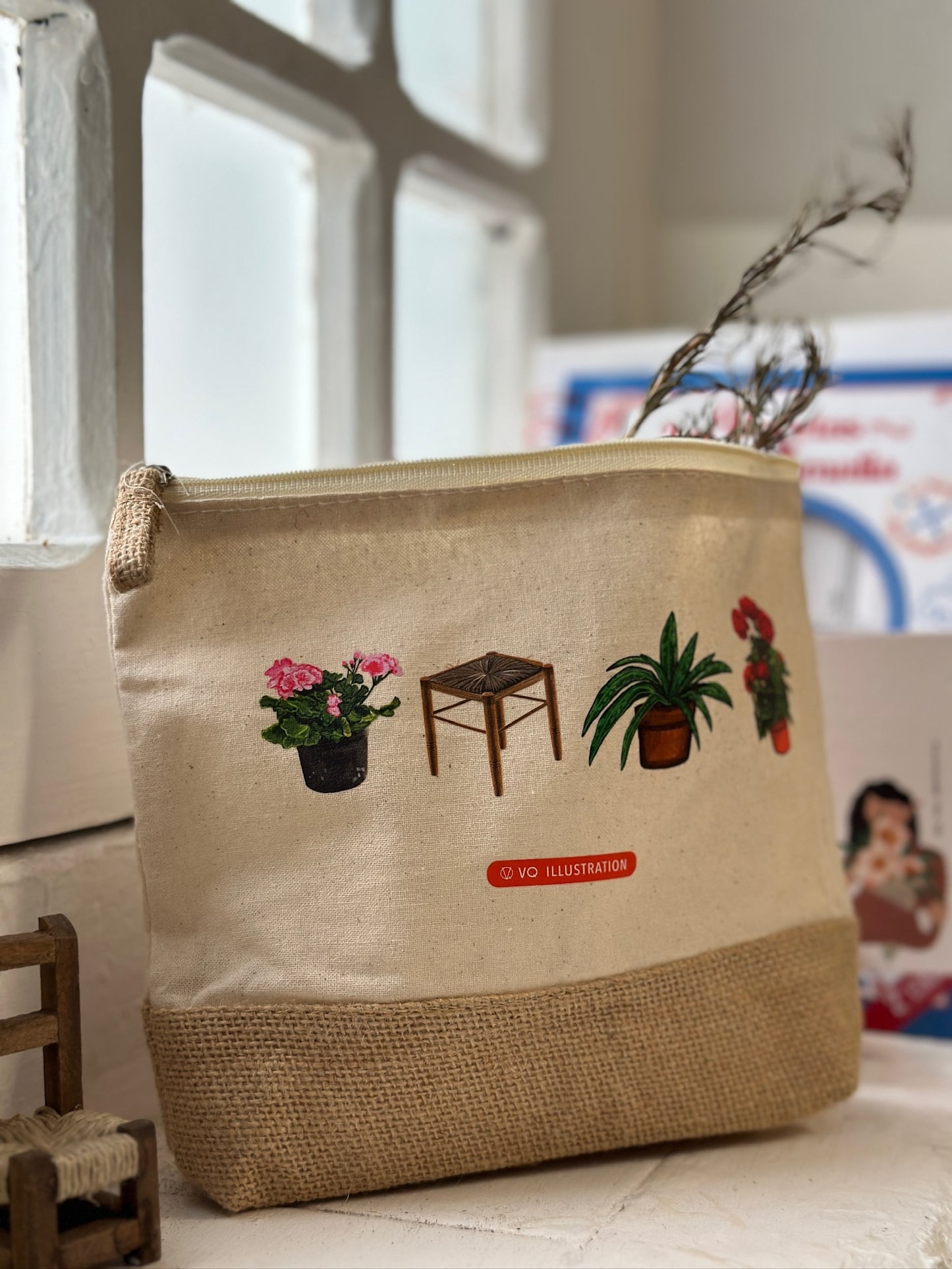 Abuela jute toiletry bag - Rosemary, rosemary, let the bad come out and the good come in