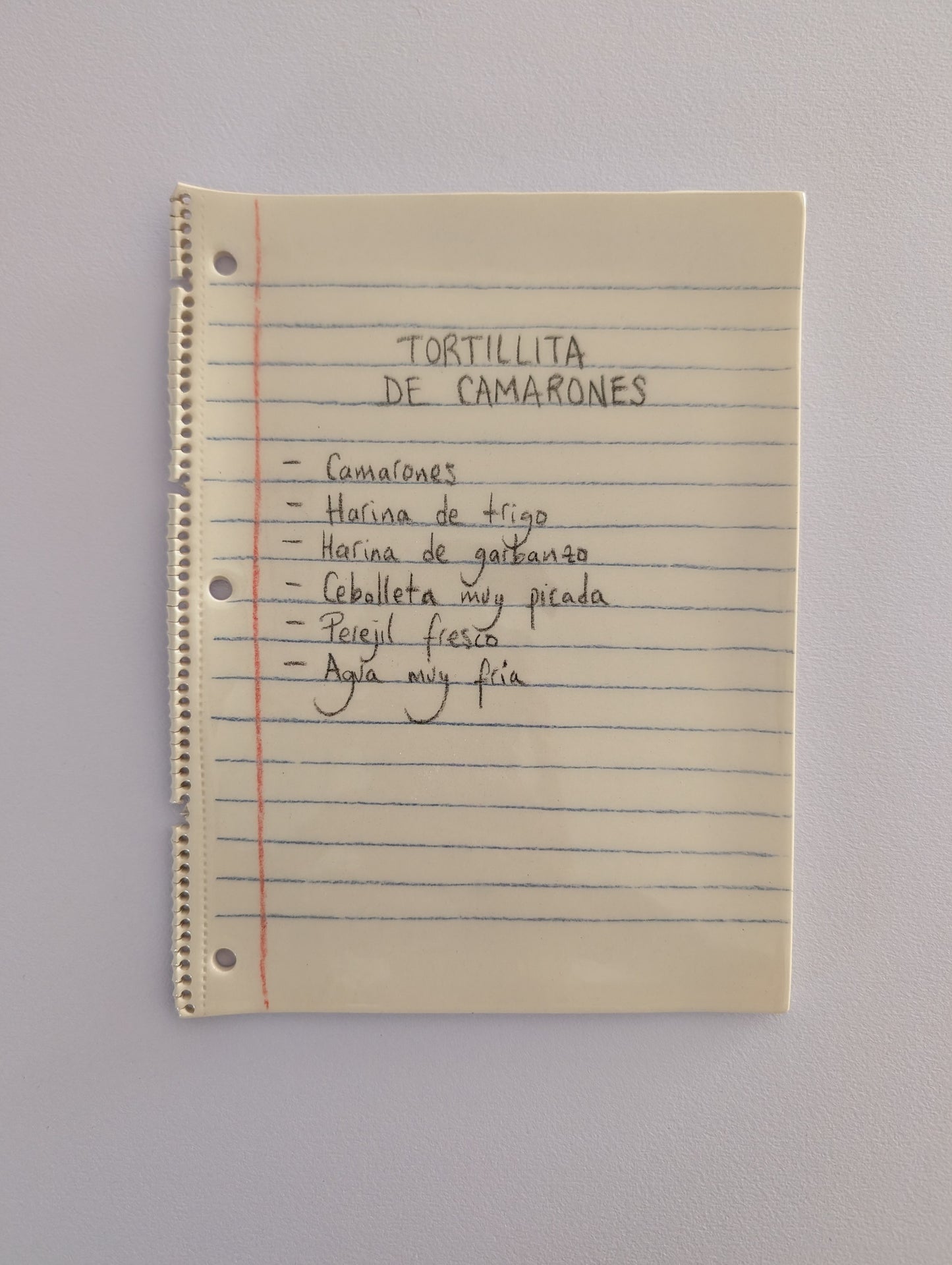 Plato cerámica Receta tortillita de camarones