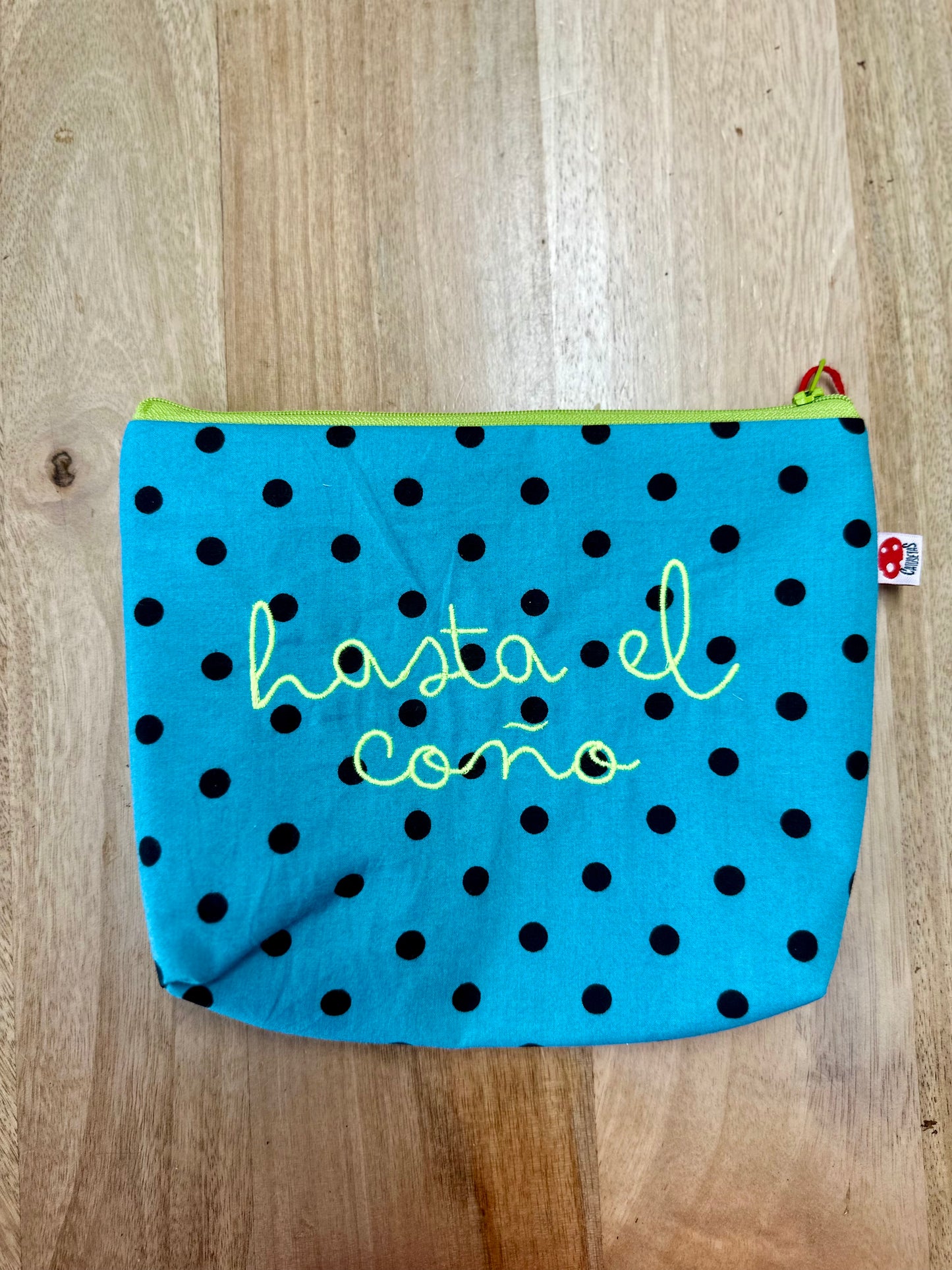 Turquesa lunares letra verde - Hasta el coño - Neceser