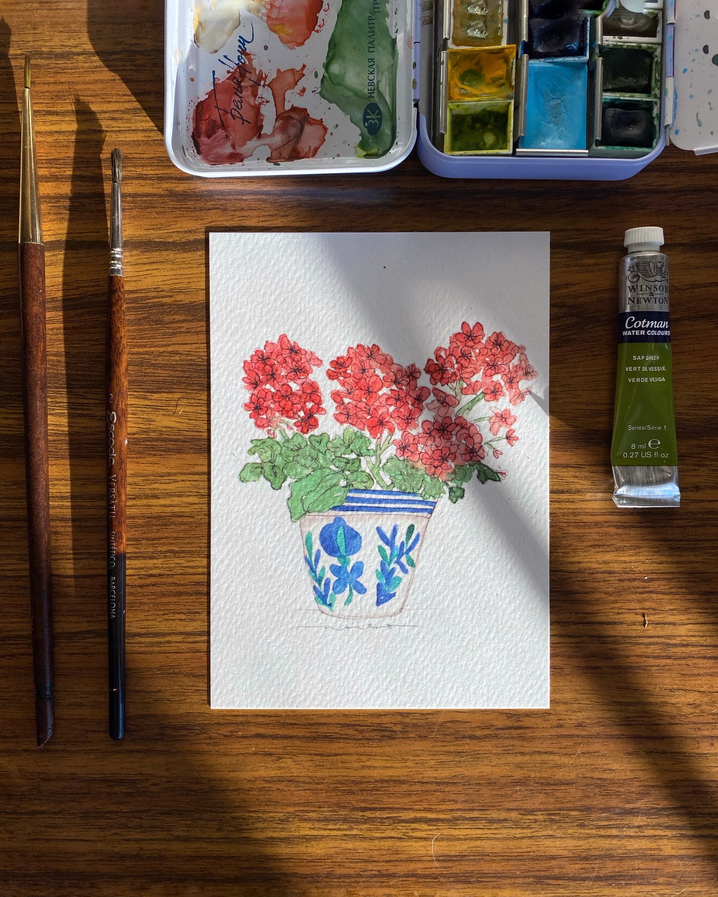 Postal Maceta geranios