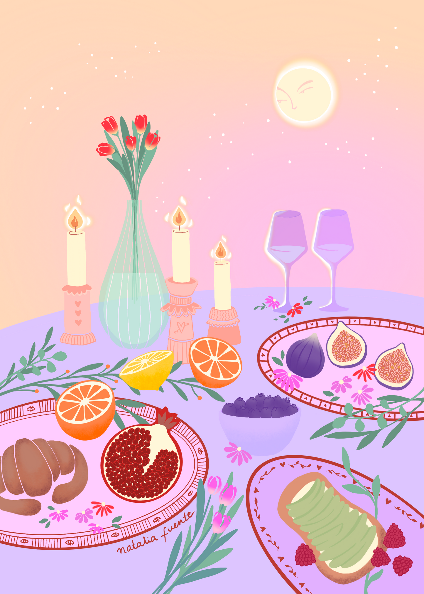 Lámina desayuno con flores