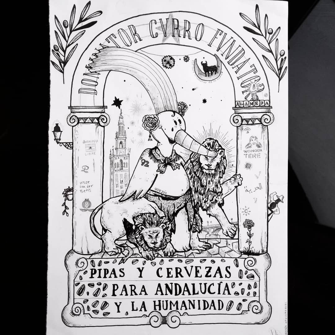 Lámina Curro: Pipas y cervezas