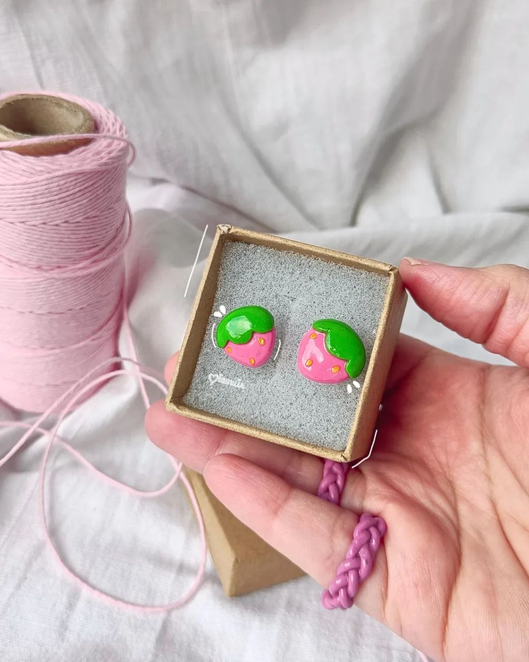 Pendientes Fresas - Fimo