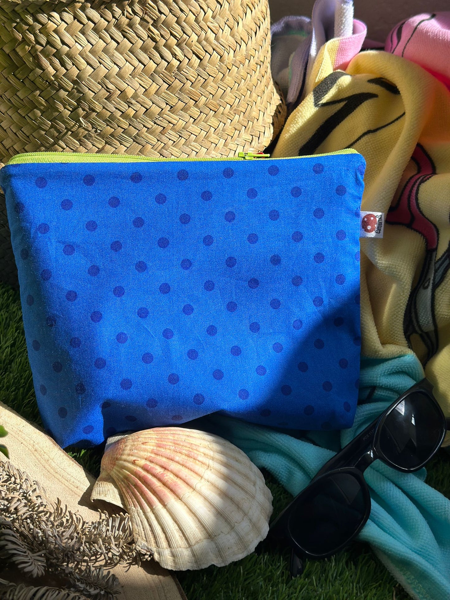 Azul lunares letra verde - Caletera - Neceser