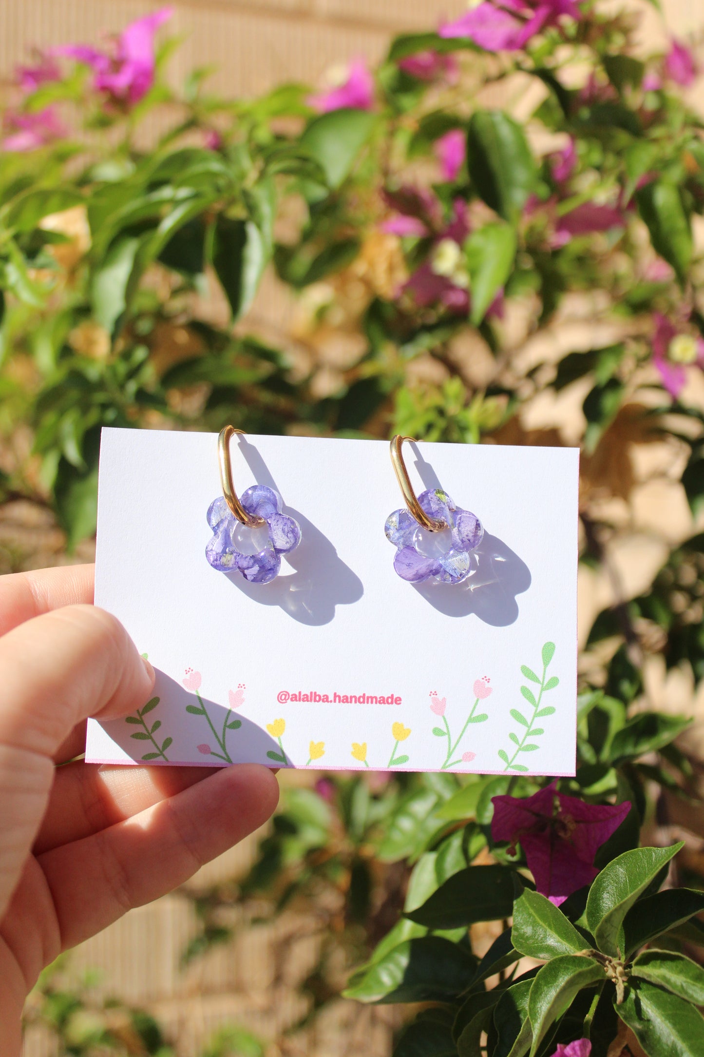 Pendientes Flor Azul Violeta