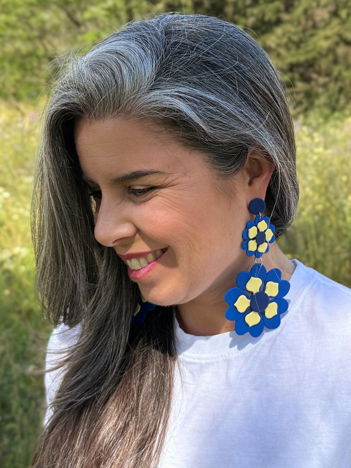 Pendiente Grovy (color azul vecina )