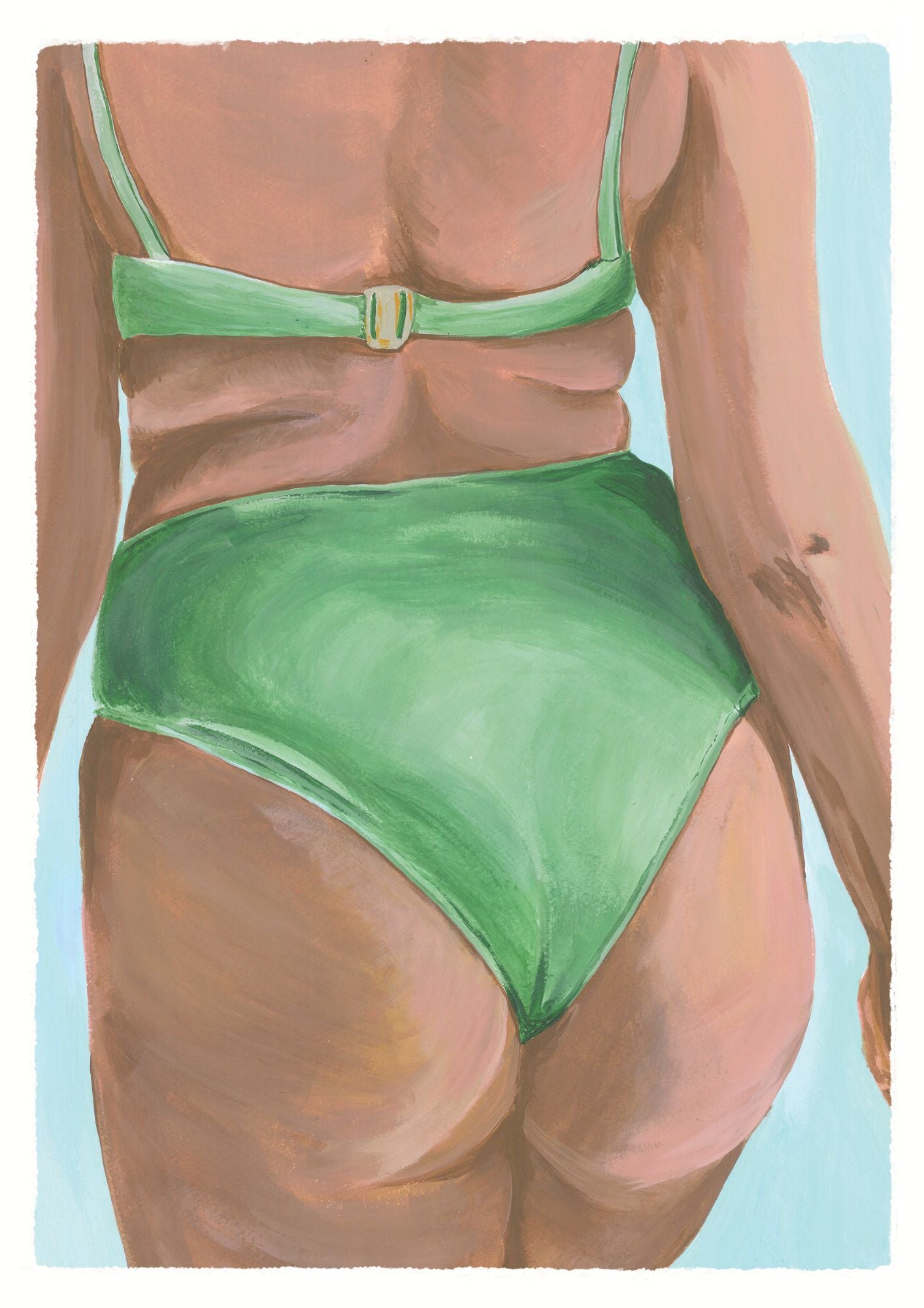 Lámina Chica bikini verde culo