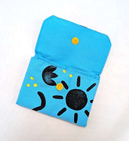 Monedero AZUL linograbado