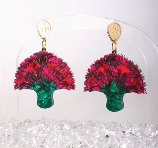 Pendientes clavel fucsia