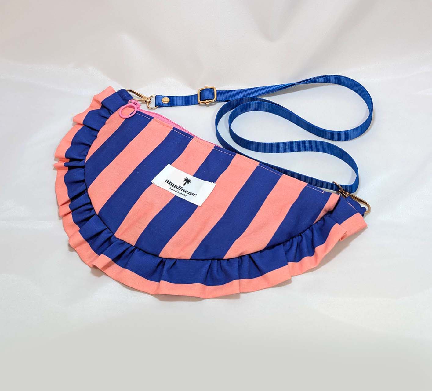 Bolsos de rayas de colores media luna
