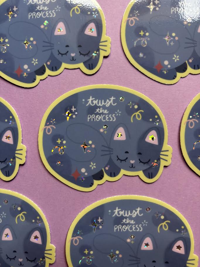 Pegatina Trust the process - Gatito