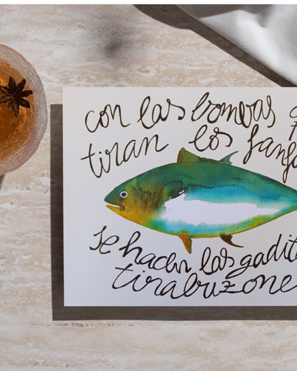 Lámina Atún Con las bombas que tiran los fanfarrones se hacen las gaditanas tirabuzones