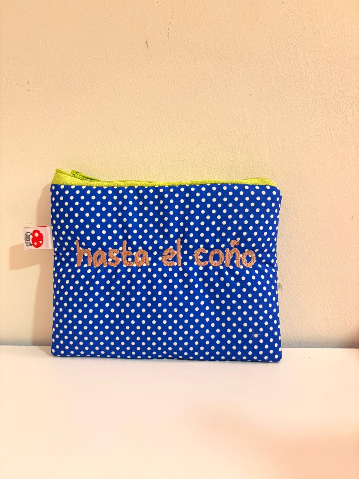 Azul lunares letra gris - Monedero - Hasta el coño