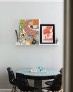 Lámina Sofá de flores, café y vinilo