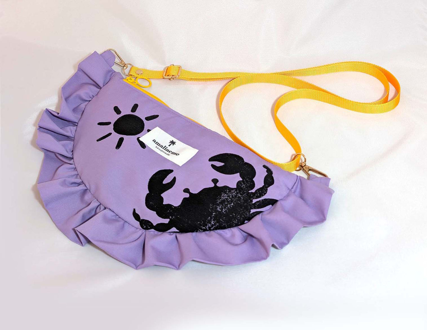 Bolsos estampados a mano linograbado - media luna