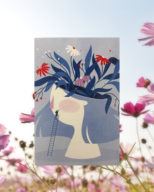 Postcard Girl with flowers on her head