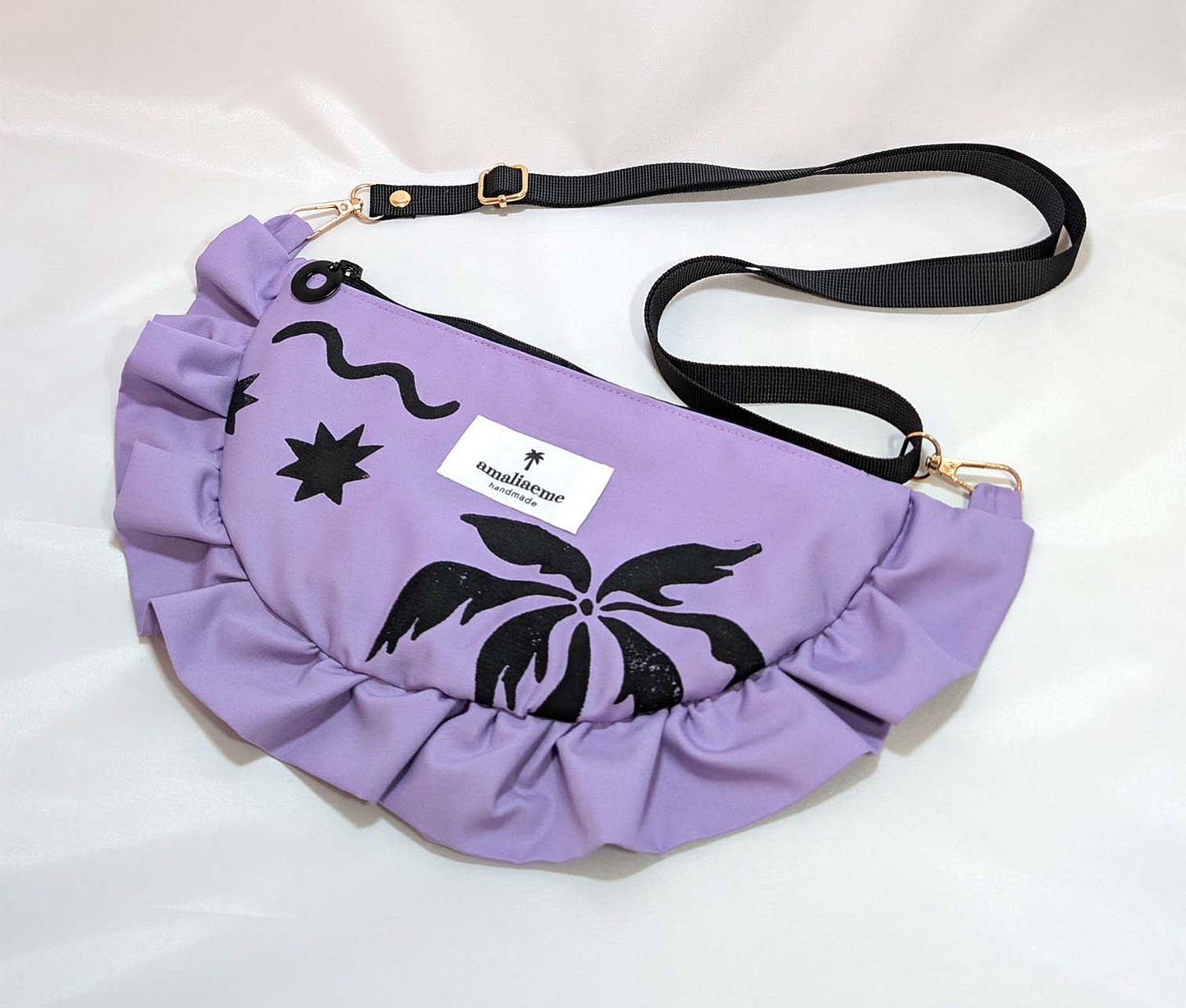 Bolsos estampados a mano linograbado - media luna