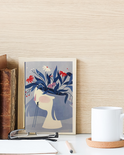 Postcard Girl with flowers on her head