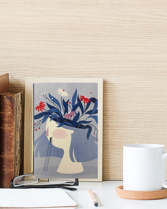 Postcard Girl with flowers on her head