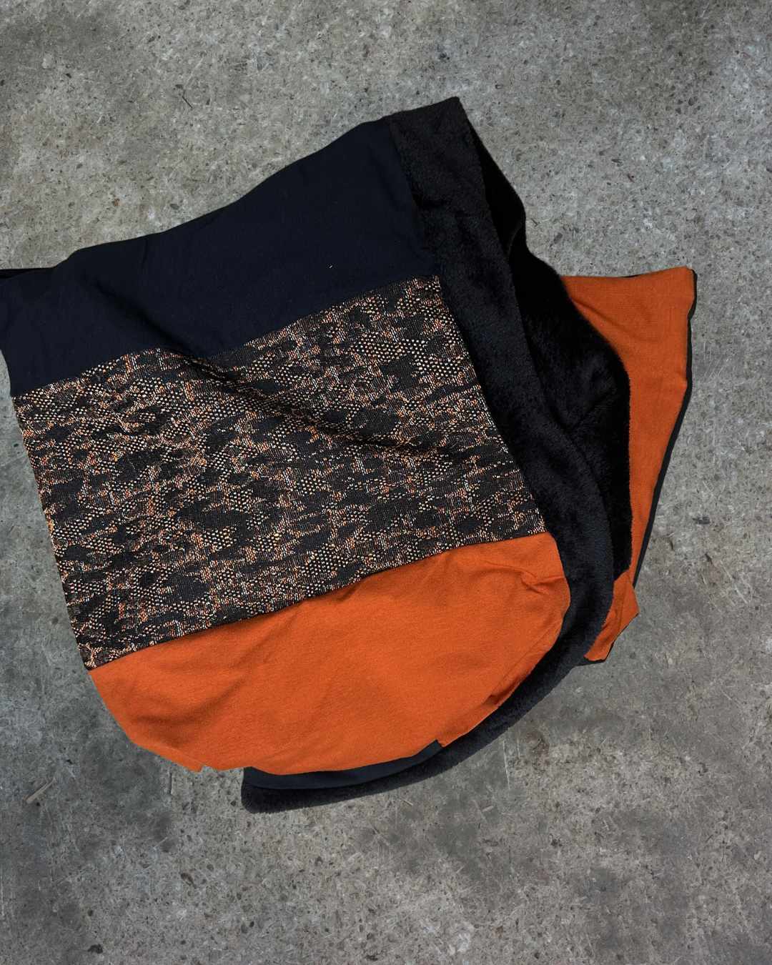Bufanda grande reversible naranja, marrón, textura