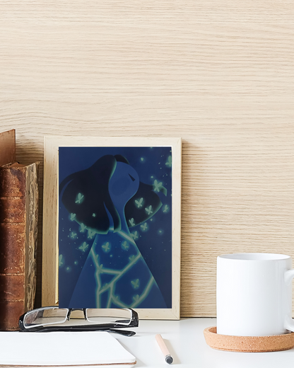 Postal Chica brotan mariposas