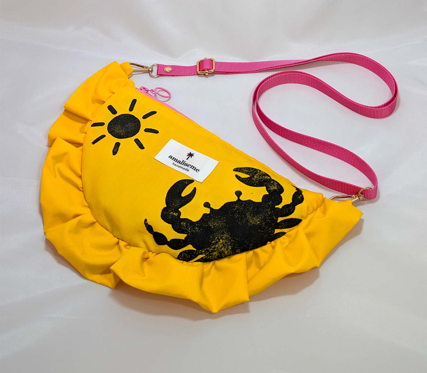 Bolsos estampados a mano linograbado - media luna