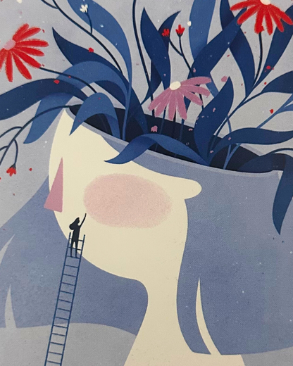 Postcard Girl with flowers on her head