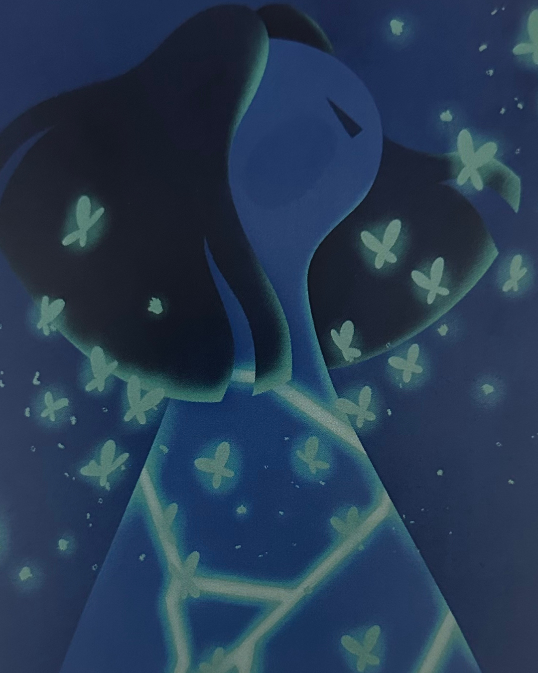 Postal Chica brotan mariposas