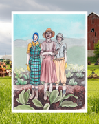 Lámina Granjeras en el campo