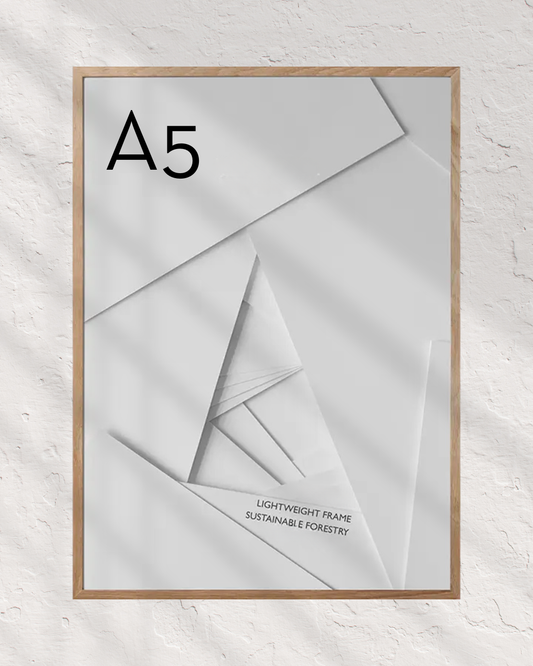 Marco A5 madera de roble y vidrio