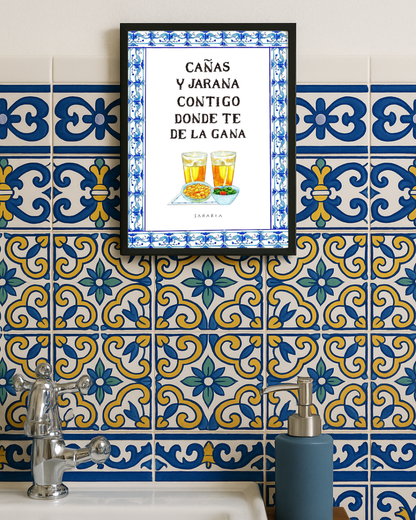 Lámina "Cañas y jarana contigo donde te de la gana"