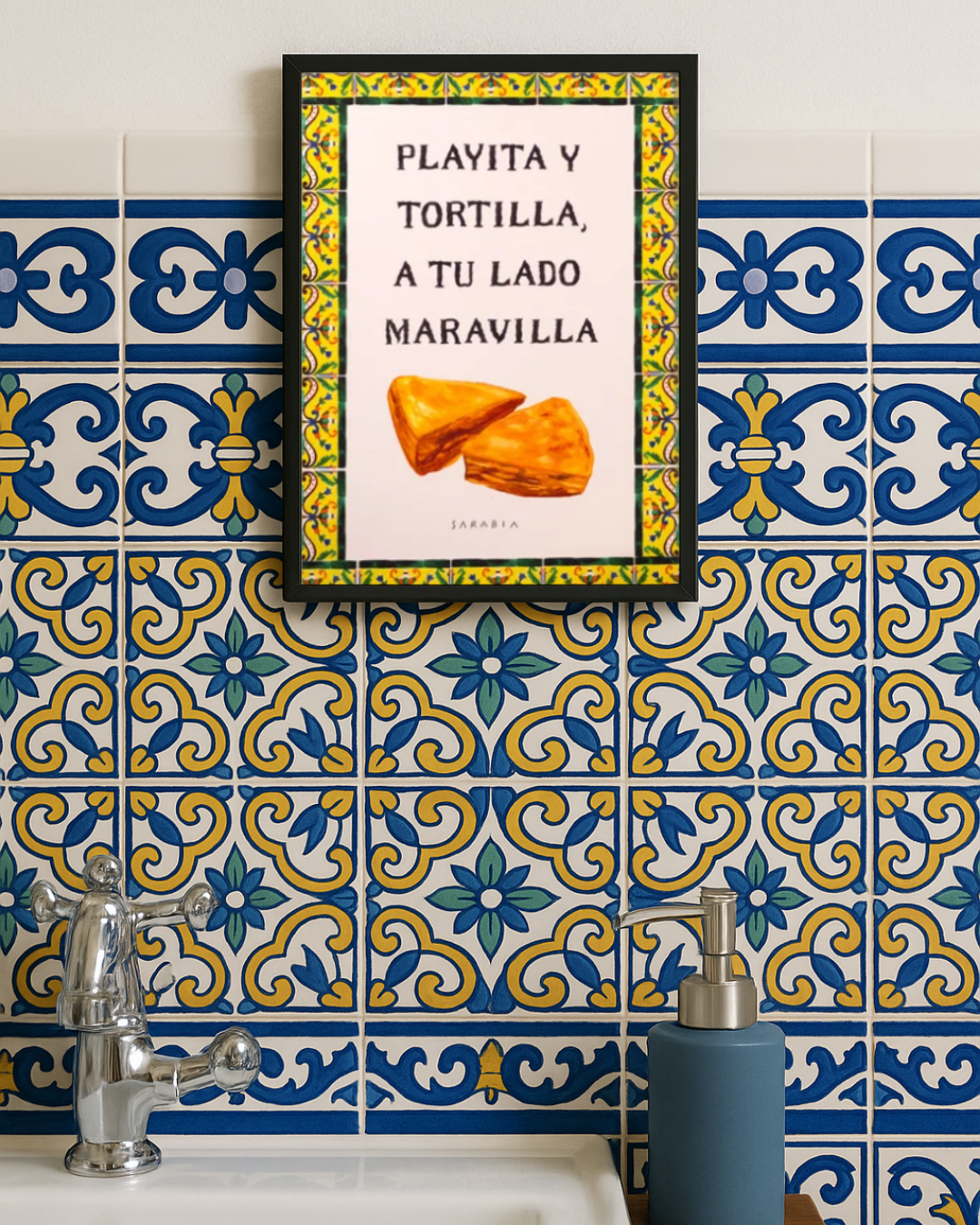 Lámina "Playita y tortilla, a tu lado maravilla"