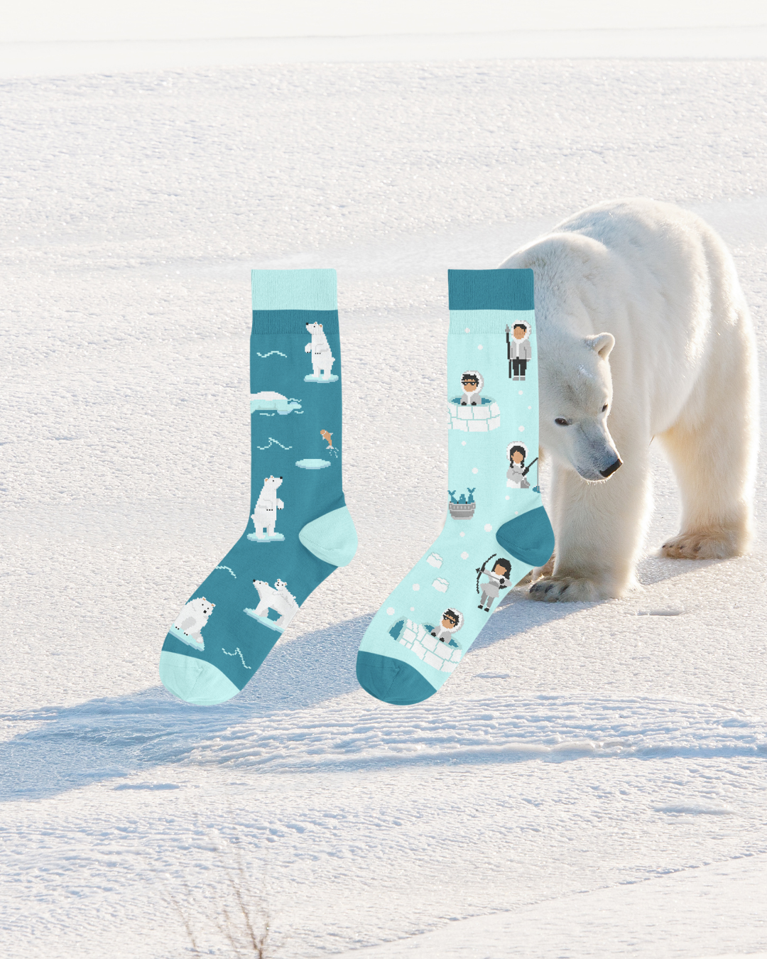 Calcetines desparejados - Esquimales y osos polares