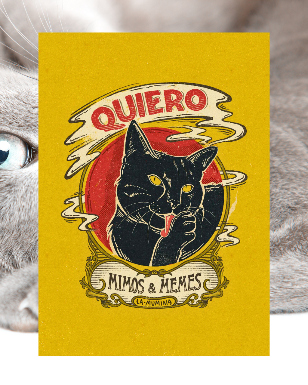 Lámina Quiero mimos y memes gato