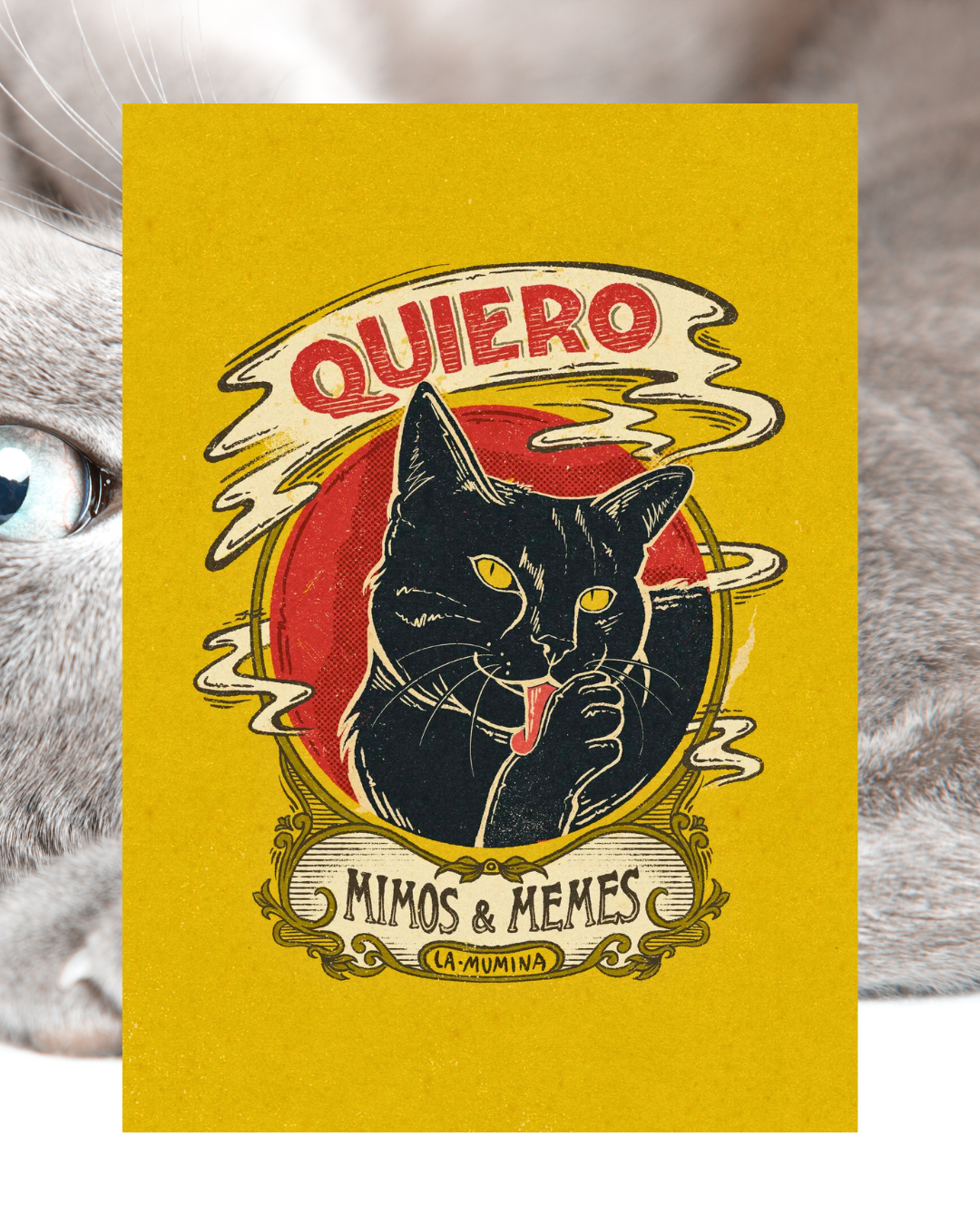 Lámina Quiero mimos y memes gato