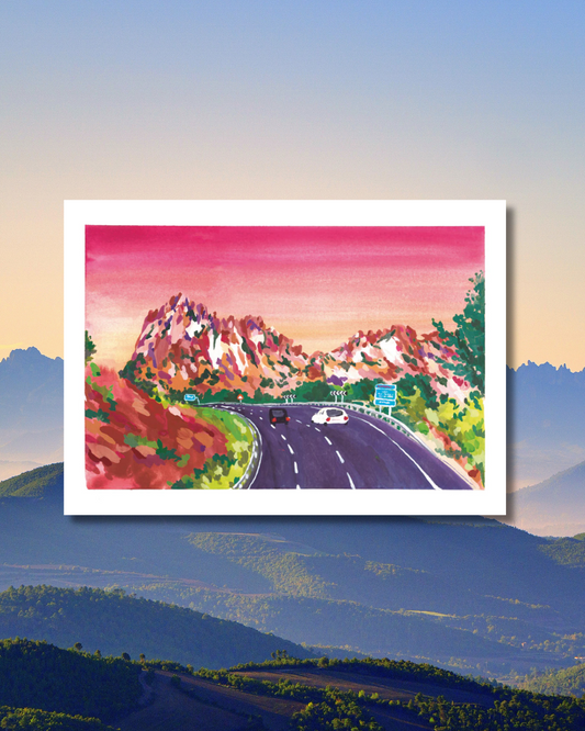 Lámina Montserrat carretera y montañas