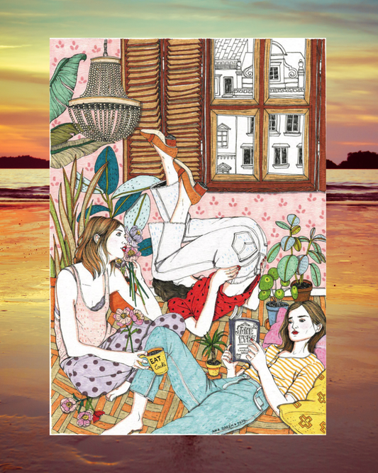 A4 sheet Three yoga girls