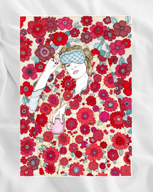 A3 sheet Girl blanket red flowers