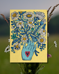 Lámina Mano azul - fondo amarillo