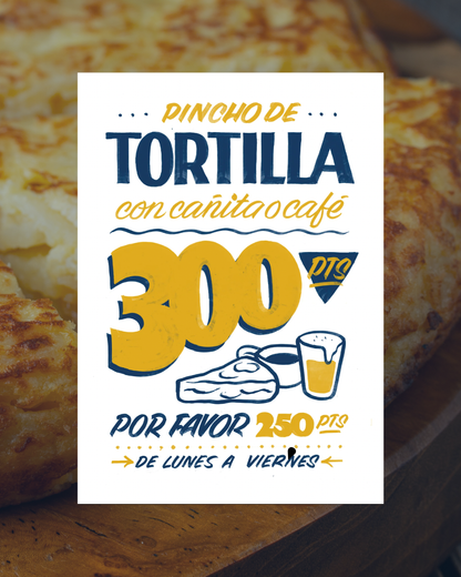 Lámina Pincho de tortilla con cañita o café