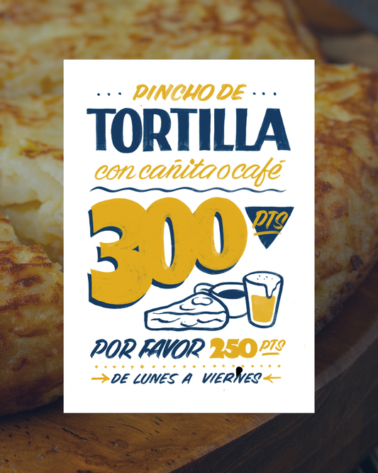 Lámina Pincho de tortilla con cañita o café