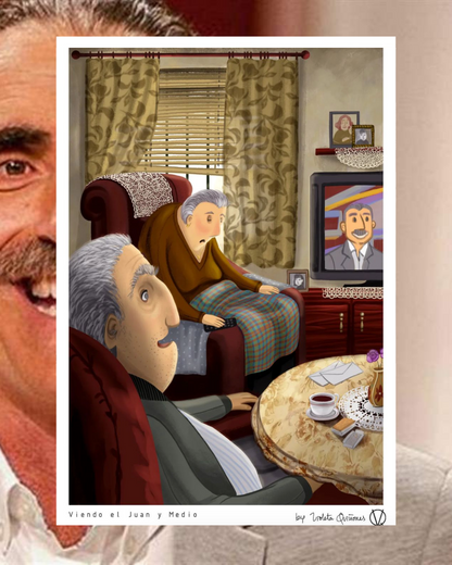 Grandmother watching Juan and a half print